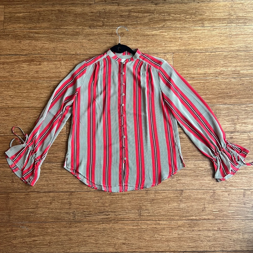 LOFT Blouse with Tie Wrist Detail